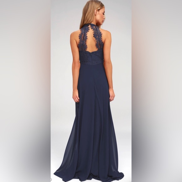 Lulus Dance All Evening Navy Blue Lace Maxi Dress Size XS - Picture 2 of 7